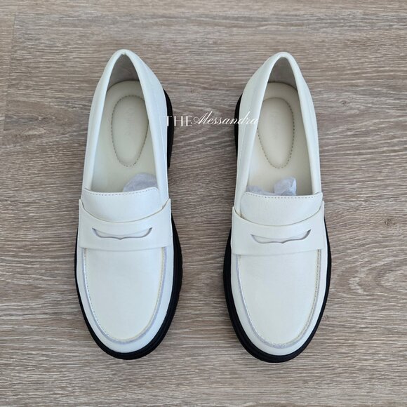 Quince Women’s Italian Leather Lug Sole Loafer Bone Size 8 MSRP $98 New In Box - Picture 8 of 14